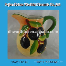Hot sale ceramic milk jug w/olive figurine